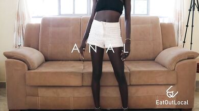 SKINNY African Queen BELLA comes BACK FOR ANAL!! CREAMPIE inside her ASS.