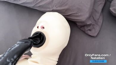 Natallien in latex condom suit / cum in all holes / OnlyFans clip