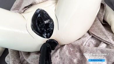 Natallien in latex condom suit / cum in all holes / OnlyFans clip