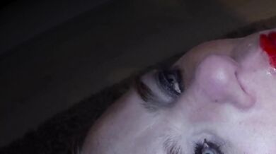 Dutch girl gets an eye facial cum in both eyes
