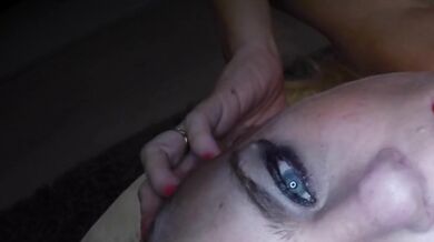 Dutch girl gets an eye facial cum in both eyes