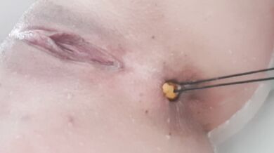 Dripping wet pussy, Anal toying in bathtub and pushing toy out