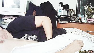 My husband woke up with a very erect penis and I had to ride him and I received a creampie