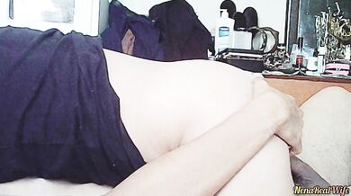 My husband woke up with a very erect penis and I had to ride him and I received a creampie