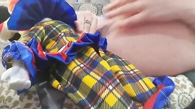 Weird girl fucks a clown doll