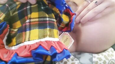 Weird girl fucks a clown doll