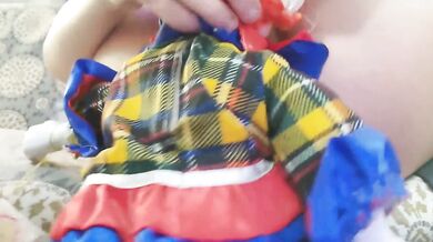 Weird girl fucks a clown doll