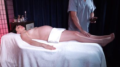 Masseur Fucks my Ass and cums on my Pregnant Pussy