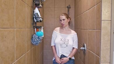 Trying on a black transparent body suit