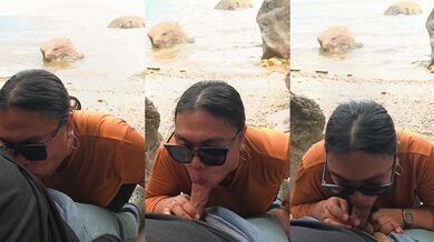 Public blow job at the beach Almost get caught
