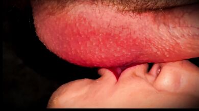 CLOSE UP: licking and sucking balls, cumming in a stranger's mouth