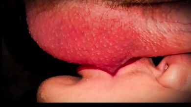 CLOSE UP: licking and sucking balls, cumming in a stranger's mouth