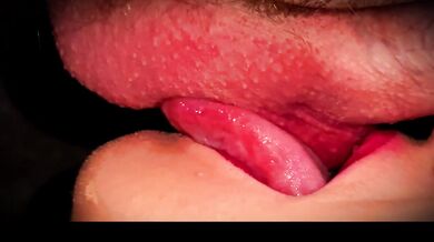 CLOSE UP: licking and sucking balls, cumming in a stranger's mouth