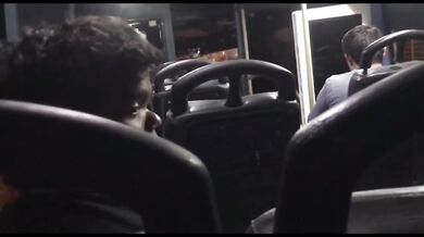 I suck the cock of a stranger who was in the bus and he sucks my tits
