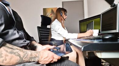 I had a boner in the office and my coworker let me cum in her pussy