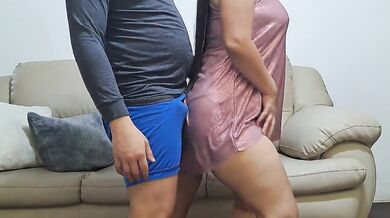 Dancing mother-in-law can't stand the hard cock rubbing against her big ass and it gets very hot.