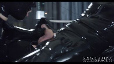 Hot and Heavy Rubber: Shined Catsuits, Spit, Tongue kissing, Messy Blowjob