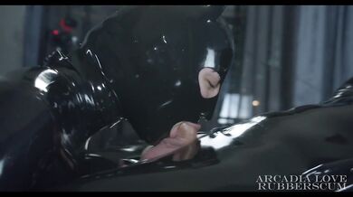 Hot and Heavy Rubber: Shined Catsuits, Spit, Tongue kissing, Messy Blowjob