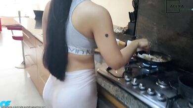 a meal and a fuck my milf stepmom makes it happen - while dad is away
