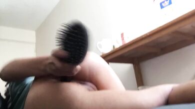 fucks a hair brush