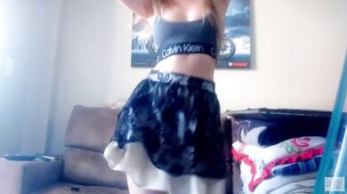 just your girl trying to strip dance in a hot little skirt