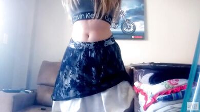 just your girl trying to strip dance in a hot little skirt