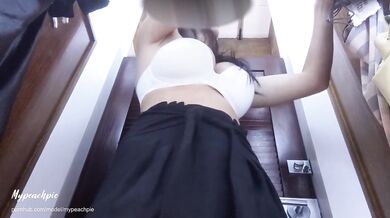 Filming in the changing to send it to my lover. while my husband whait.