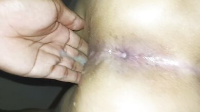 Anal creampie left her ass open and full of cum