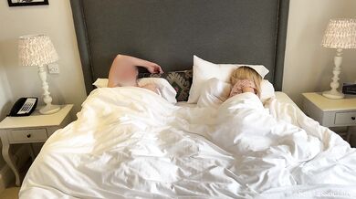 Sharing a bed with a coworker ended up with an unexpected fuck