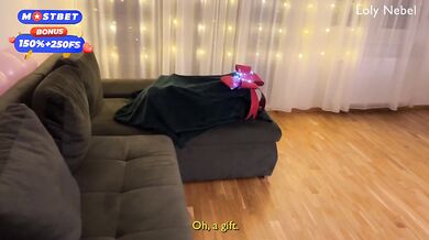 Stepsis pretended to be a sex doll and gave her pussy as a New Year's gift - Loly Nebel