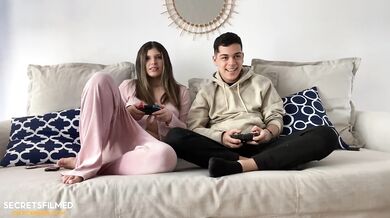 My stepsister and I betted a blowjob playing video games