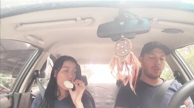 Eat in the car while your vibrator is on
