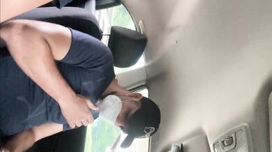 She puts her vibrator in the parking lot and