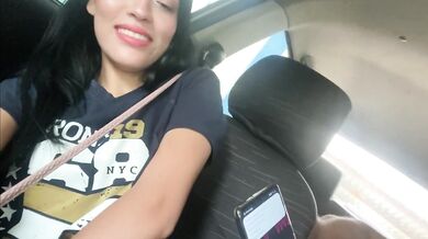 She puts her vibrator in the parking lot and