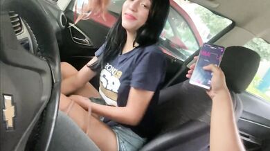 She puts her vibrator in the parking lot and