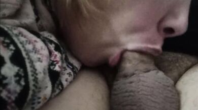 slobbery and sensual mouth gets filled with old cum