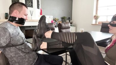 Slave tied to a chair and smell my sweaty feet