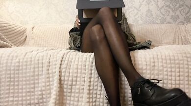 Hot SOCKJOB after WORK (She had a LONG day ). Making me CUM on her Dirty Socks. (Grey Ankle Socks)