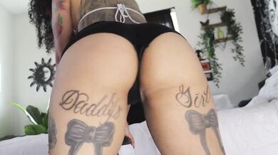 POV- Sexy Ebony Tatted Girl Reverse Rides and Creams on your Cock