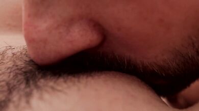 Amazing closeup ASMR hairy pussy licking from my date - dripping wet pussy and loud orgasm